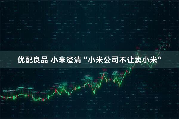 优配良品 小米澄清“小米公司不让卖小米”