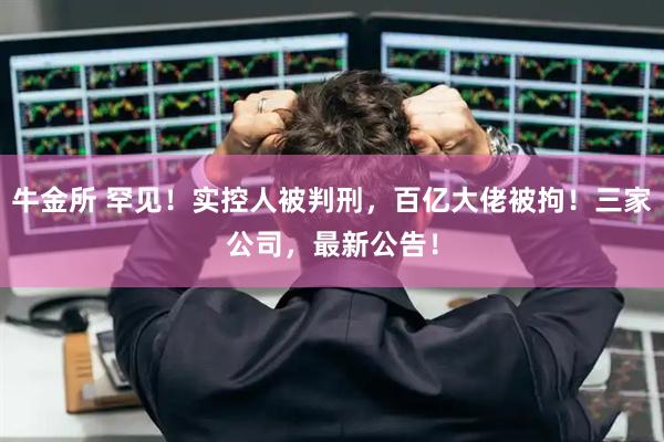 牛金所 罕见！实控人被判刑，百亿大佬被拘！三家公司，最新公告！